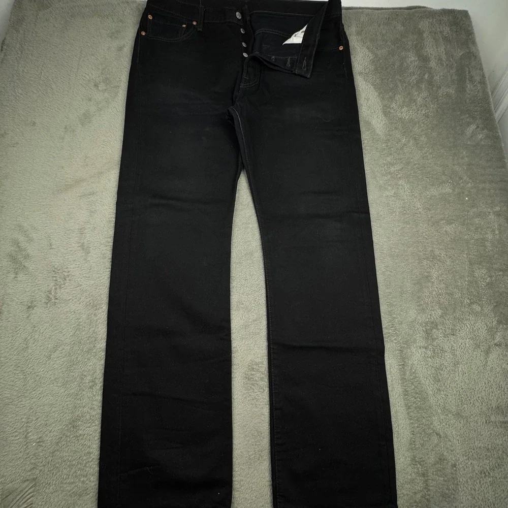 Levis 501 Original Fit Jeans Mens 36x34 Black Excellent Straight Leg Button Fly
